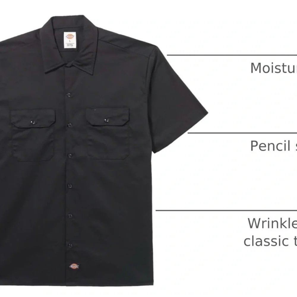 Dickies Men's Casual Black Button Down Shirt - Picture 2 of 2